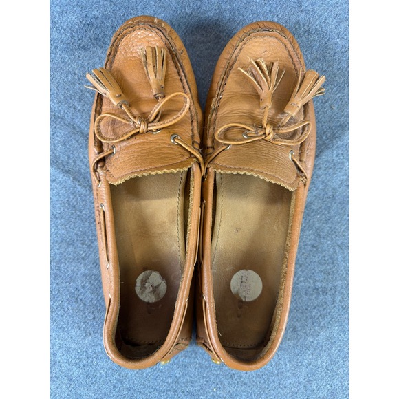 Coach Nadia Driving Moccasins Women 8.5B Tan Leather Tassel Loafers A0954 - Picture 5 of 8